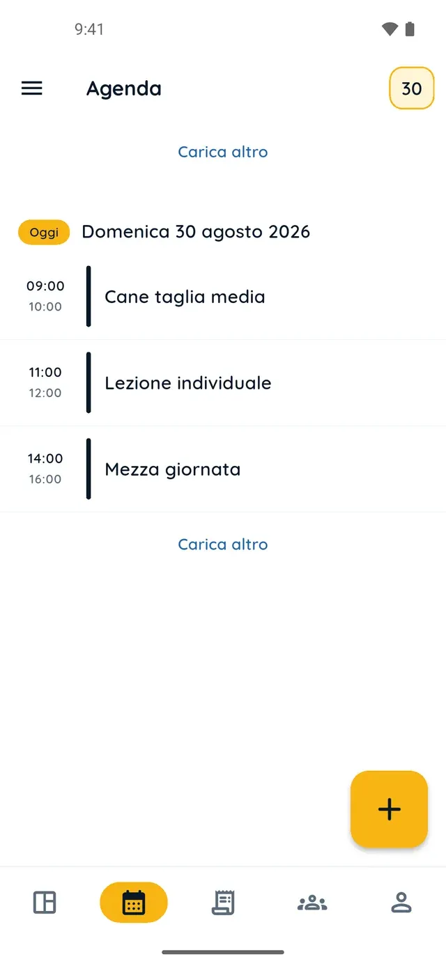 Appointment list in PawsPet Business