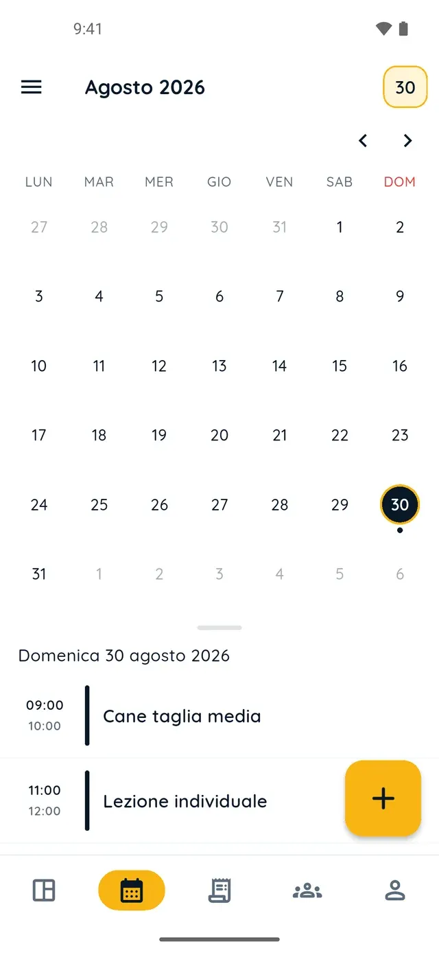 Monthly calendar in PawsPet Business